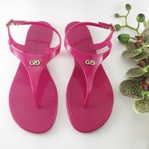 Cole Haan Hot Pink MILEY Ankle Strap Jelly Sandals